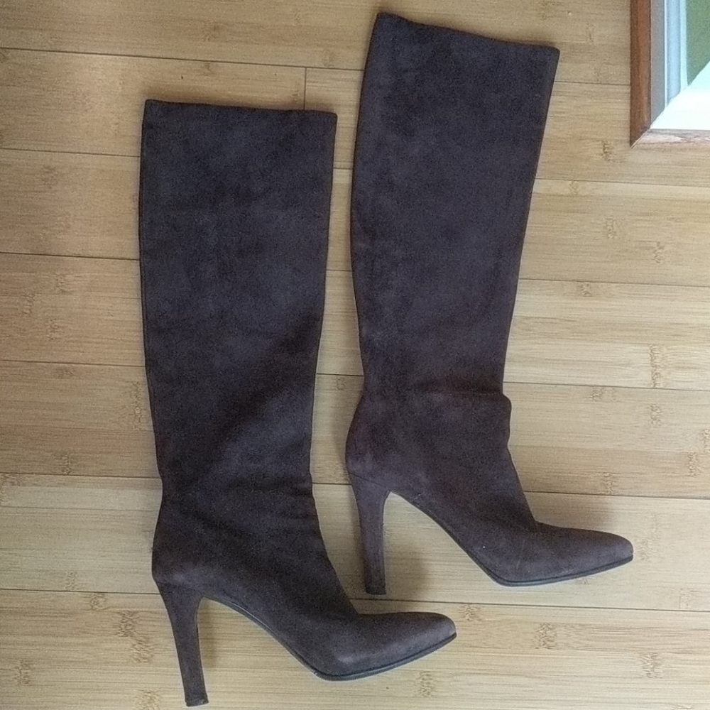 Brown Suede Ralph Lauren Knee High Boots, Size 6.5